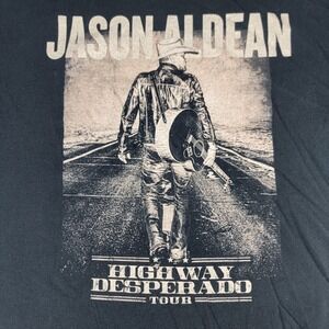 Jason Aldean 2023 Highway Desperado Tour Band Graphic T Shirt Size XL Black Tee